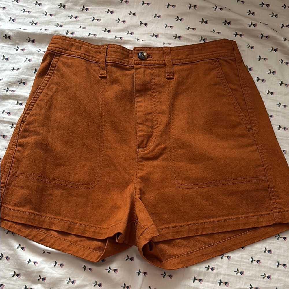Rust Orange High-Waisted Shorts